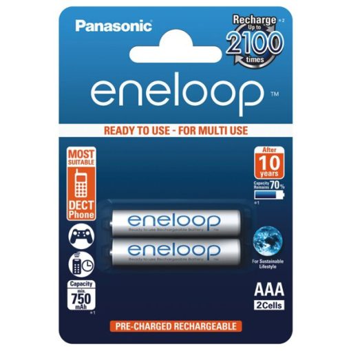 2 x Panasonic Eneloop R03/AAA 800mAh Ni-MH BK-4MCCE/2BE Rechargeable batteries