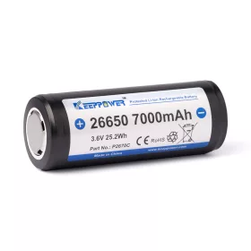   Keeppower 26650 7000mAh chránená nabíjateľná Li-ion batéria 