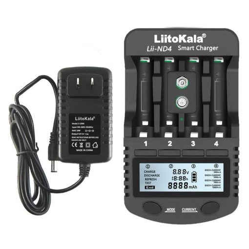 LiitoKala Lii-ND4 1,2V NiMH/Cd nabíjačka batérií LCD displej Test kapacity batérie pre AA AAA a 9V batérie