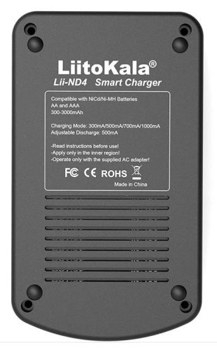 LiitoKala Lii-ND4 1,2V NiMH/Cd nabíjačka batérií LCD displej Test kapacity batérie pre AA AAA a 9V batérie