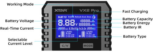 XTAR VX2 Pro inteligentná nabíjačka a tester kapacity batérií