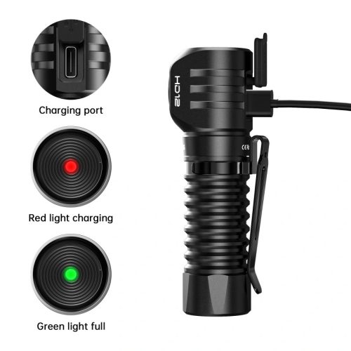 Wurkkos HD12 Mini uhlová lampa, biele a červené svetlo, USB-C nabíjateľná 14500/AA čelovka, s jednoduchým ovládaním/nastaviteľným pásikom