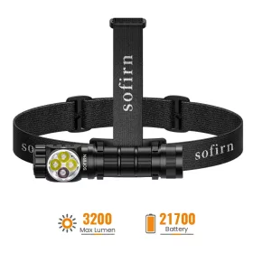   Čelovka SOFIRN HS43 3200lm s červeným svetlom 660nm, USB-C nabíjateľné svietidlo