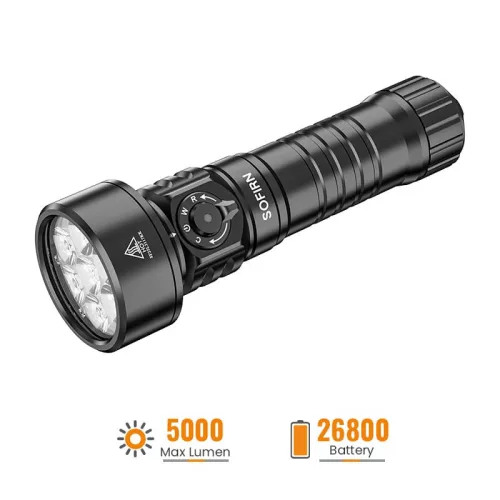 Potápačské svietidlo Sofirn SD11, 5000LM, CRI 90, nabíjateľné vodotesné svietidlo s 660NM červeným svetlom, 3000K-6500K, USB-C, IPX8, s 1/4" závitom, pútkom, pre podvodnú fotografiu, rybolov, prácu vo vode