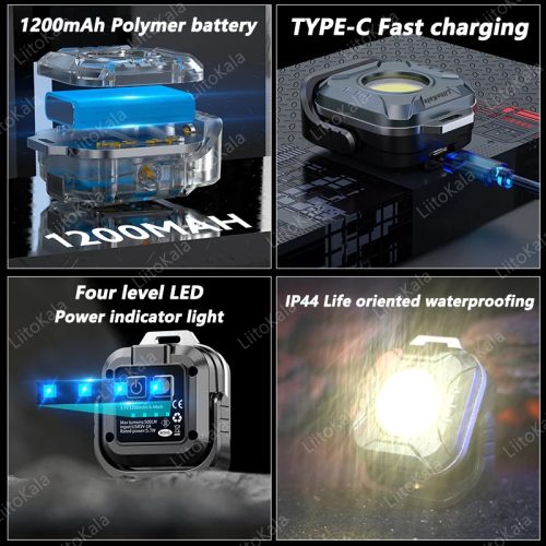 Mini pracovné svetlo LiitoKala LF-986 LED+COB 500LM, nabíjanie Type-C 5V1A, vstavaná batéria 1200mAh