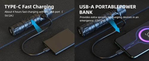 WUBEN C2 Výkonná LED baterka, 2000 lumenov, nabíjateľná, IP68 vodotesná, 7 režimov