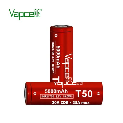 Vapcell T50 INR 21700 5000mAh Lithium Battery High Capacity 25A/35A