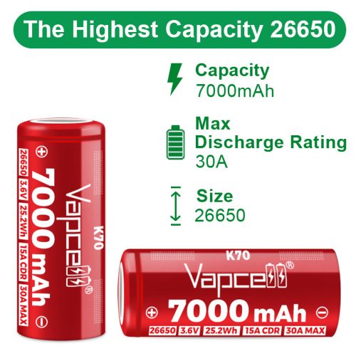 Vapcell K70 26650 7000 mAh nabíjateľná li-ion batéria