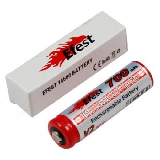 Efest IMR 14500 V2 - 700mAh 3.7V High Drain button top Li-Ion battery 