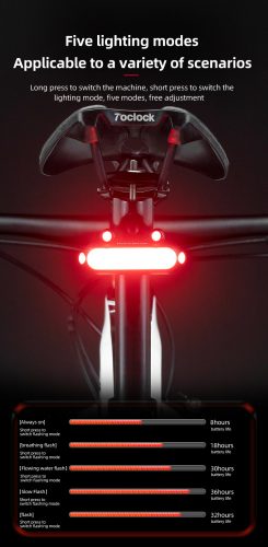 ROCKBROS Bionic Frog Zadní světlo Bike Taillight LED Type-C Nabíjení 5 režimů Bezpečné varování Cyklistické zadní světlo Zadní cyklistická lampa